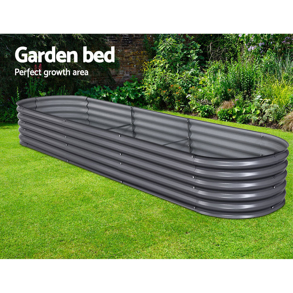 Green Fingers Garden Bed 320X80X42cm Oval Planter Box Raised Container Galvanised-SA_Metro