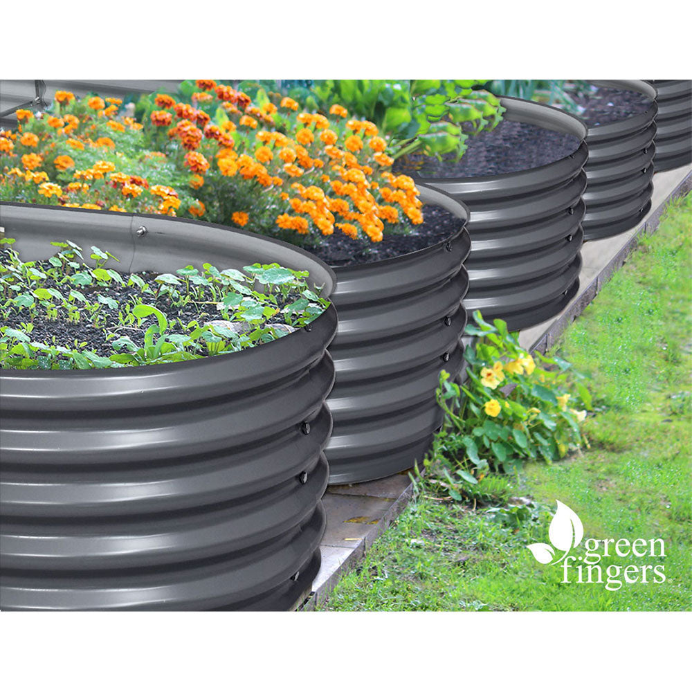 Green Fingers Garden Bed 320X80X42cm Oval Planter Box Raised Container Galvanised-TAS_Metro
