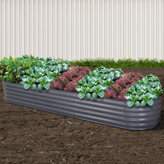 Green Fingers Garden Bed 320X80X42cm Oval Planter Box Raised Container Galvanised-SA_Metro