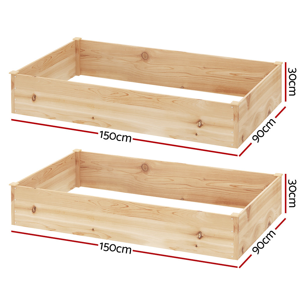 Green Fingers Garden Bed 150x90x30cm Wooden Planter Box Raised Container Growing-NSW_Metro