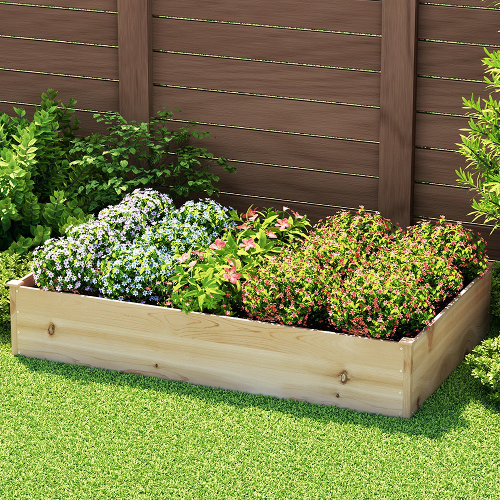 Green Fingers Garden Bed 150x90x30cm Wooden Planter Box Raised Container Growing-SA_Metro