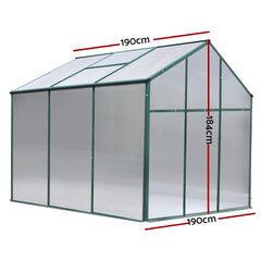 Greenfingers Greenhouse 1.9x1.9x1.83M Aluminium Polycarbonate Green House Garden Shed-REMOTE