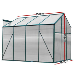 Greenfingers Greenhouse 2.52x1.9x1.83M Aluminium Polycarbonate Green House Garden Shed-NT_Rural