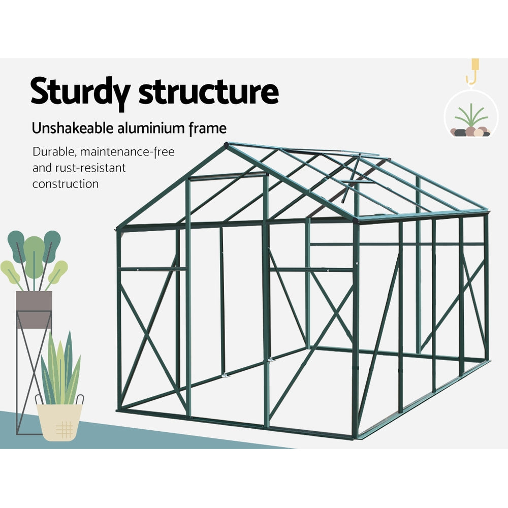 Greenfingers Greenhouse 2.52x1.9x1.83M Aluminium Polycarbonate Green House Garden Shed-ACT