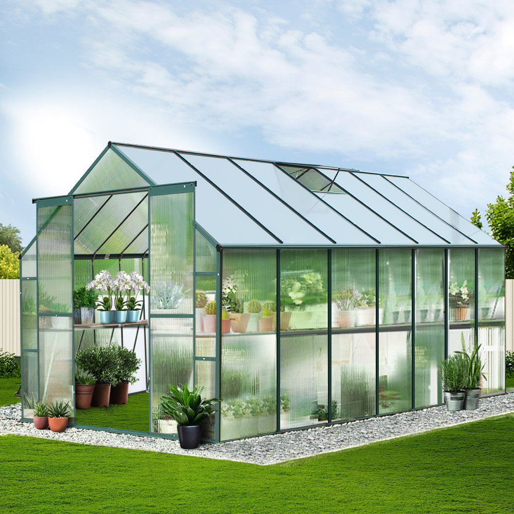 Greenfingers Greenhouse 4.43x2.44x2.15M Aluminium Polycarbonate Green House Garden Shed-ACT