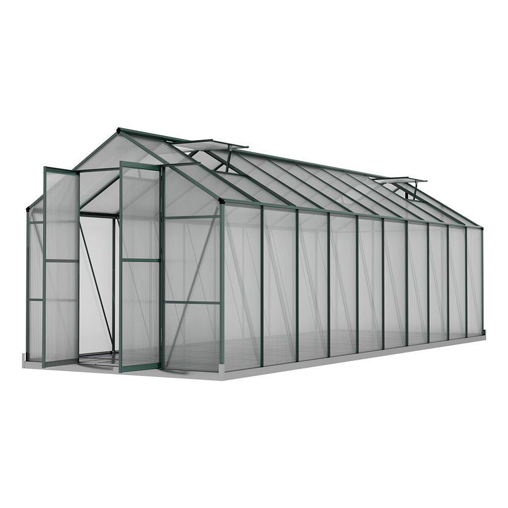 Greenfingers Greenhouse 6.3x2.44x2.1M Aluminium Polycarbonate Green House Garden Shed-ACT