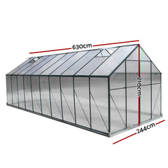 Greenfingers Greenhouse 6.3x2.44x2.1M Aluminium Polycarbonate Green House Garden Shed-SA_Rural