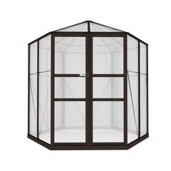 Greenfingers Greenhouse 2.4x2.1x2.32M Aluminium Polycarbonate Green House Garden Shed-REMOTE