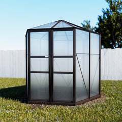 Greenfingers Greenhouse 2.4x2.1x2.32M Aluminium Polycarbonate Green House Garden Shed-REMOTE