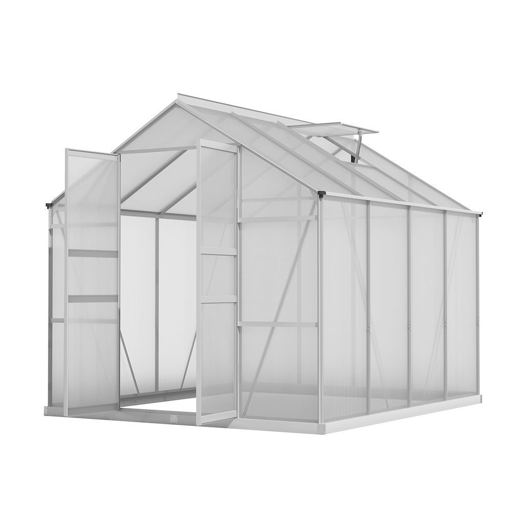 Greenfingers Greenhouse 2.42x2.5x2.26M Aluminium Double Doors Green House Garden Shed-VIC_Rural