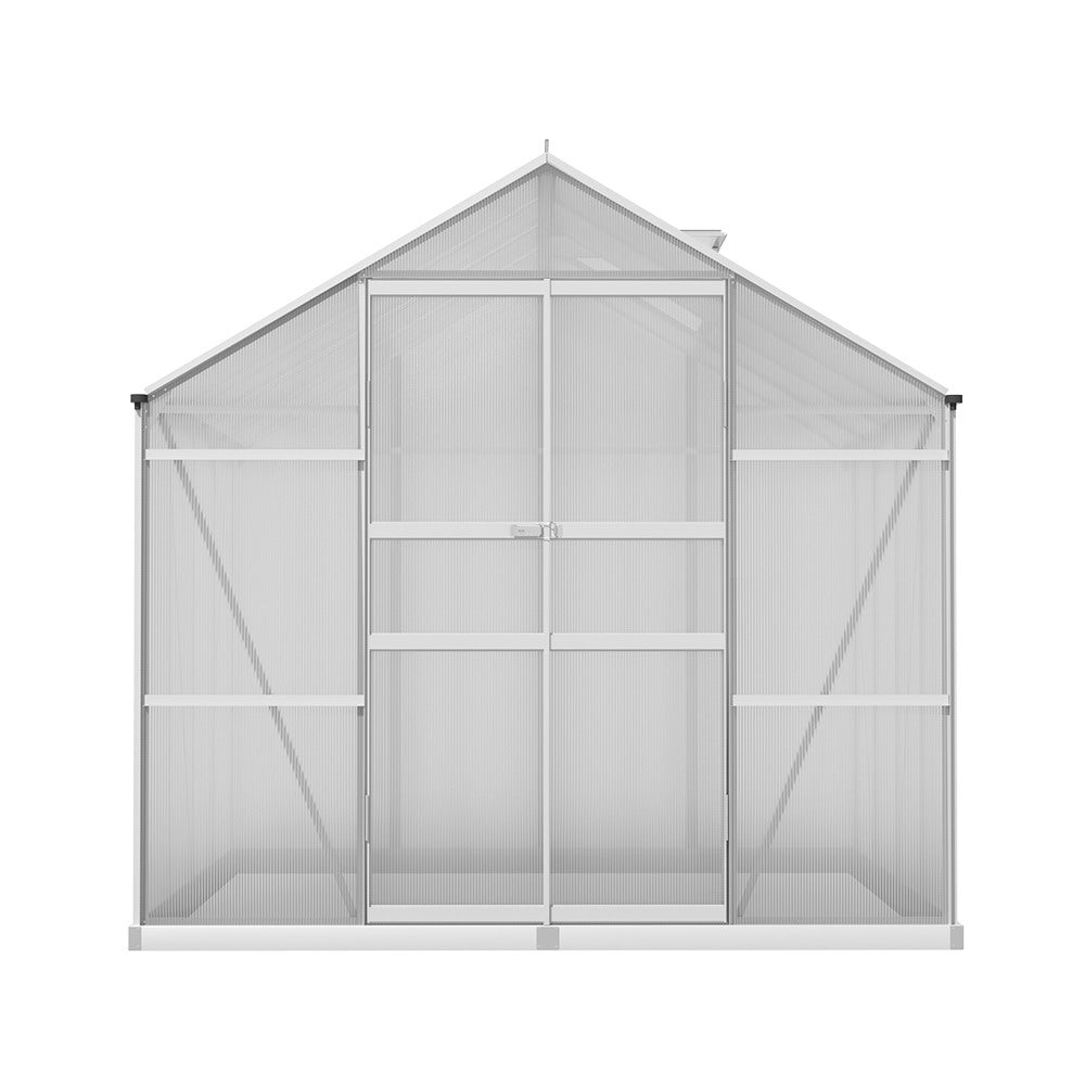 Greenfingers Greenhouse 2.42x2.5x2.26M Aluminium Double Doors Green House Garden Shed-ACT