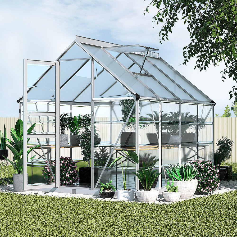 Greenfingers Greenhouse 2.48x1.89x2M Aluminium Polycarbonate Green House Garden Shed-SA_Metro