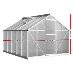 Greenfingers Greenhouse 3x2.5x1.95M Aluminium Polycarbonate Green House Garden Shed-QLD_Rural