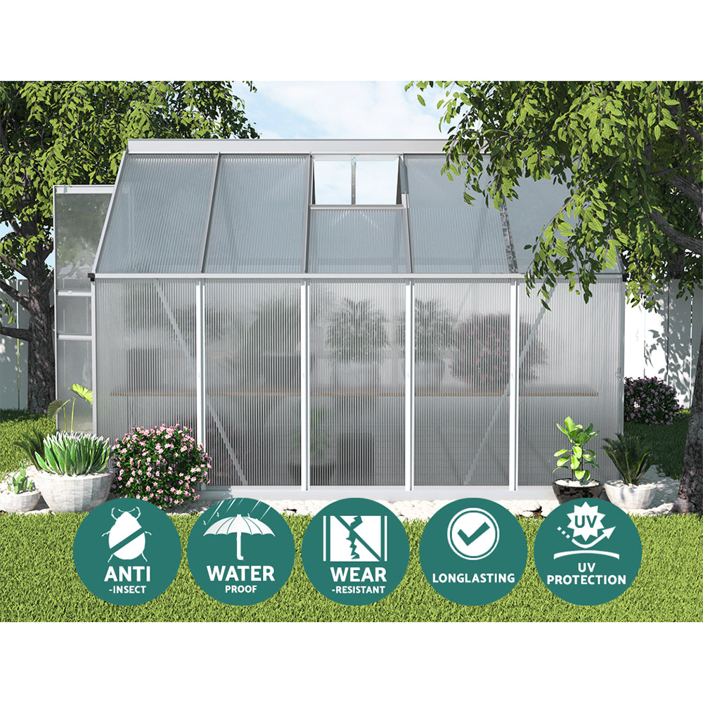 Greenfingers Greenhouse 3x2.5x1.95M Aluminium Polycarbonate Green House Garden Shed-ACT