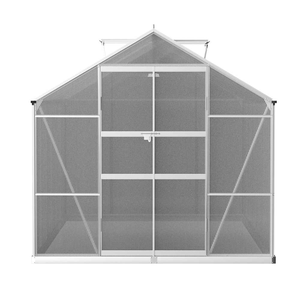 Greenfingers Greenhouse 3x2.5x2.26M Double Doors Aluminium Green House Garden Shed-ACT