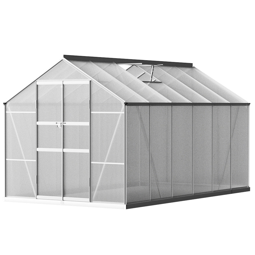 Greenfingers Greenhouse 3.7x2.5x2.26M Double Doors Aluminium Green House Garden Shed-WA_Rural