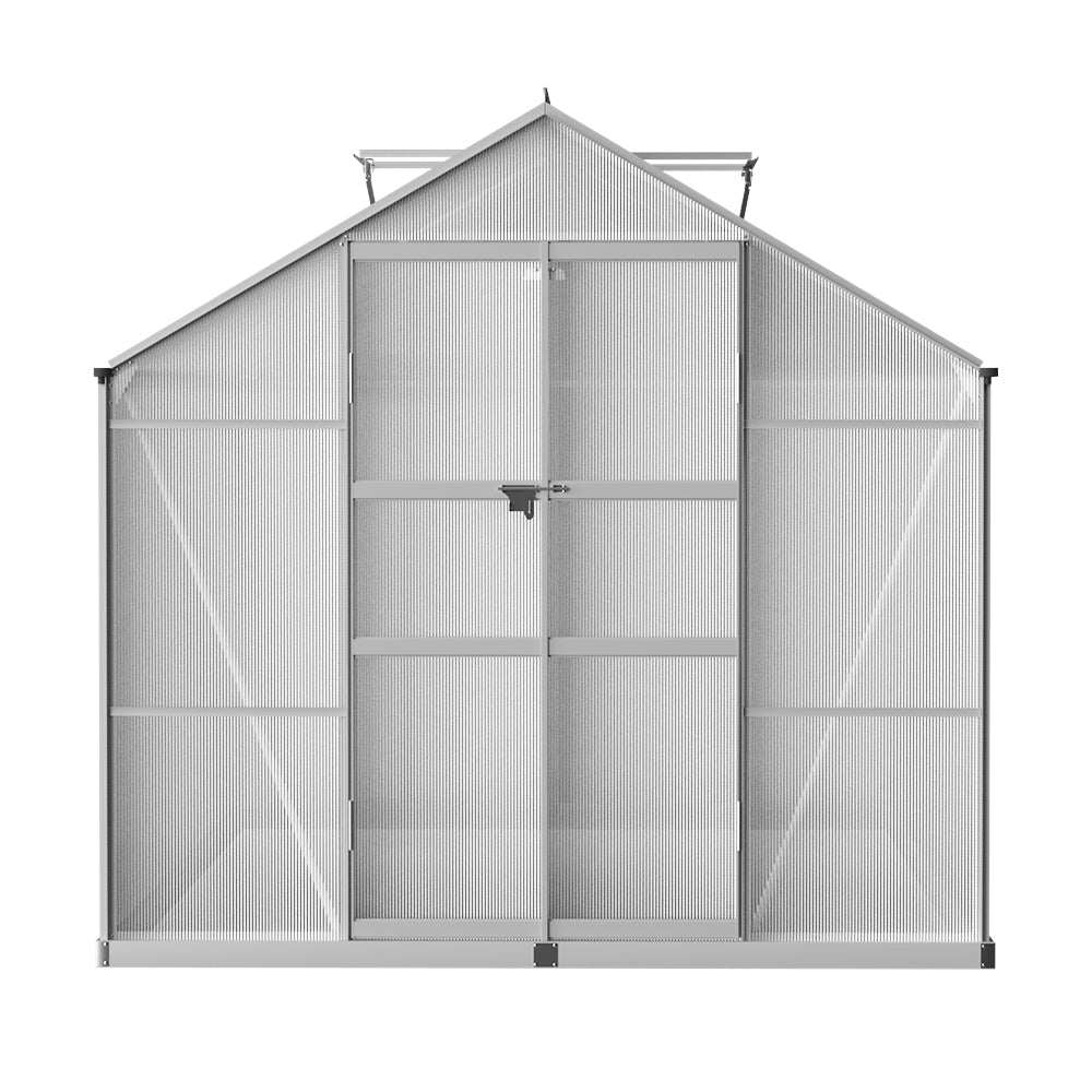 Greenfingers Greenhouse 3.7x2.5x2.26M Double Doors Aluminium Green House Garden Shed-SA_Rural