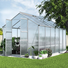 Greenfingers Greenhouse 3.7x2.5x2.26M Double Doors Aluminium Green House Garden Shed-NT_Rural