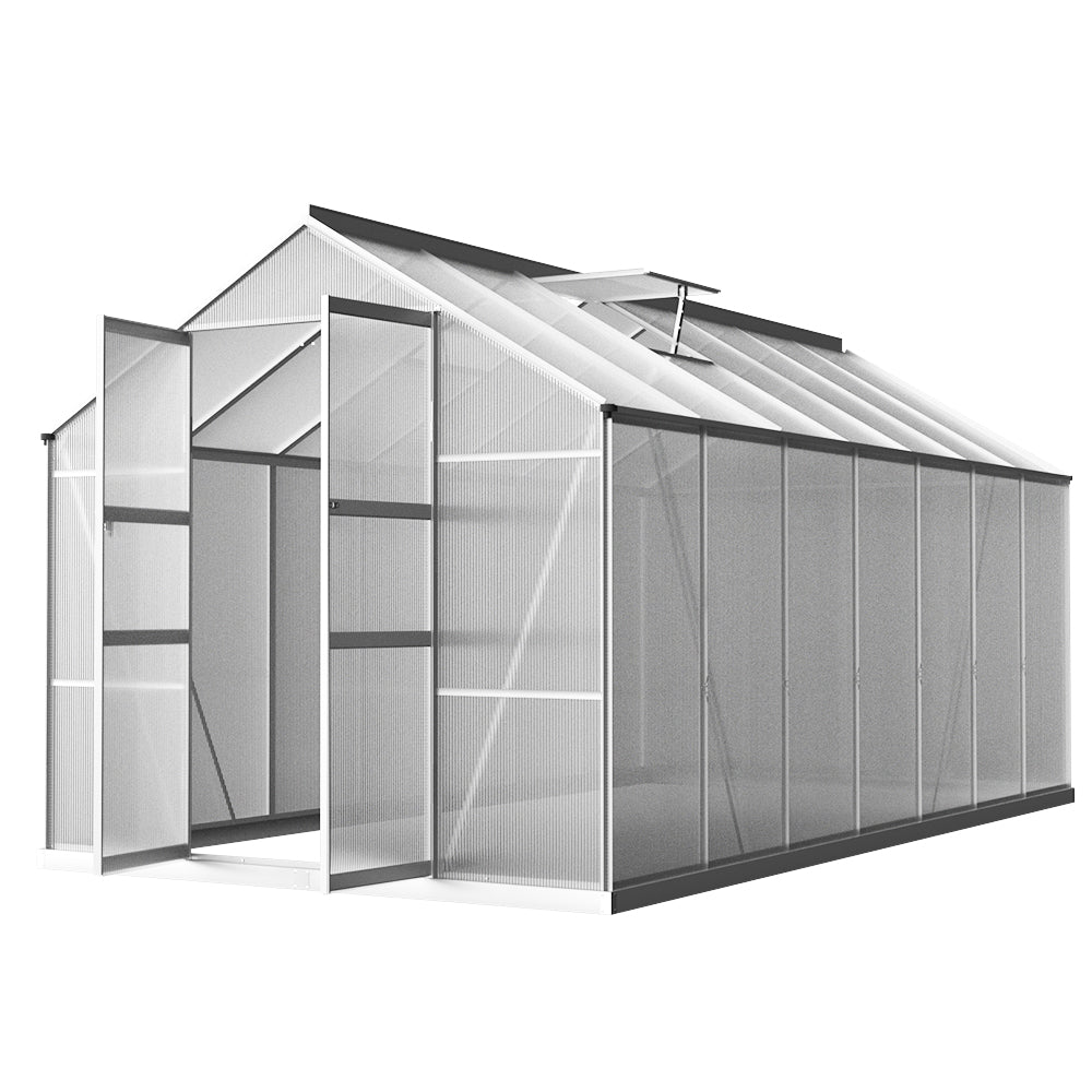 Greenfingers Greenhouse 4.1x2.5x2.26M Double Doors Aluminium Green House Garden Shed-WA_Rural