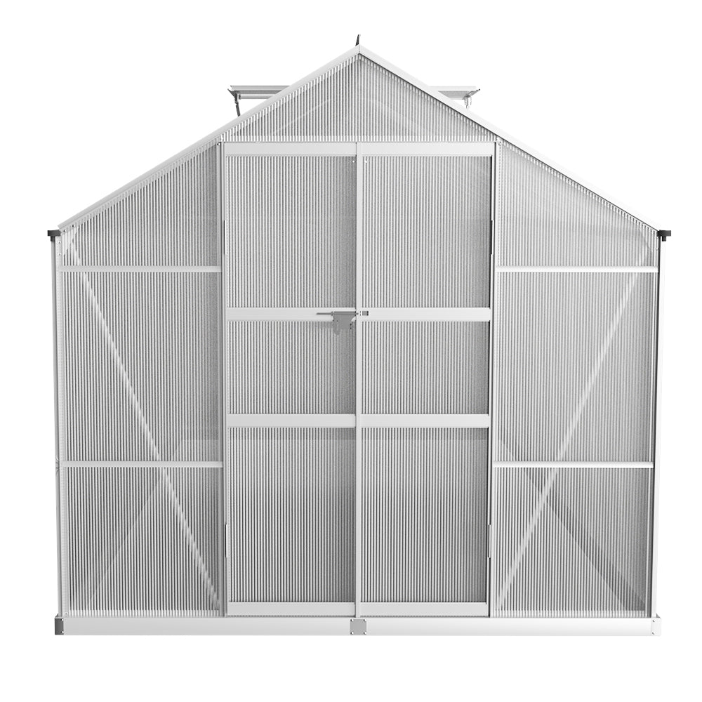 Greenfingers Greenhouse 4.1x2.5x2.26M Double Doors Aluminium Green House Garden Shed-NT_Rural