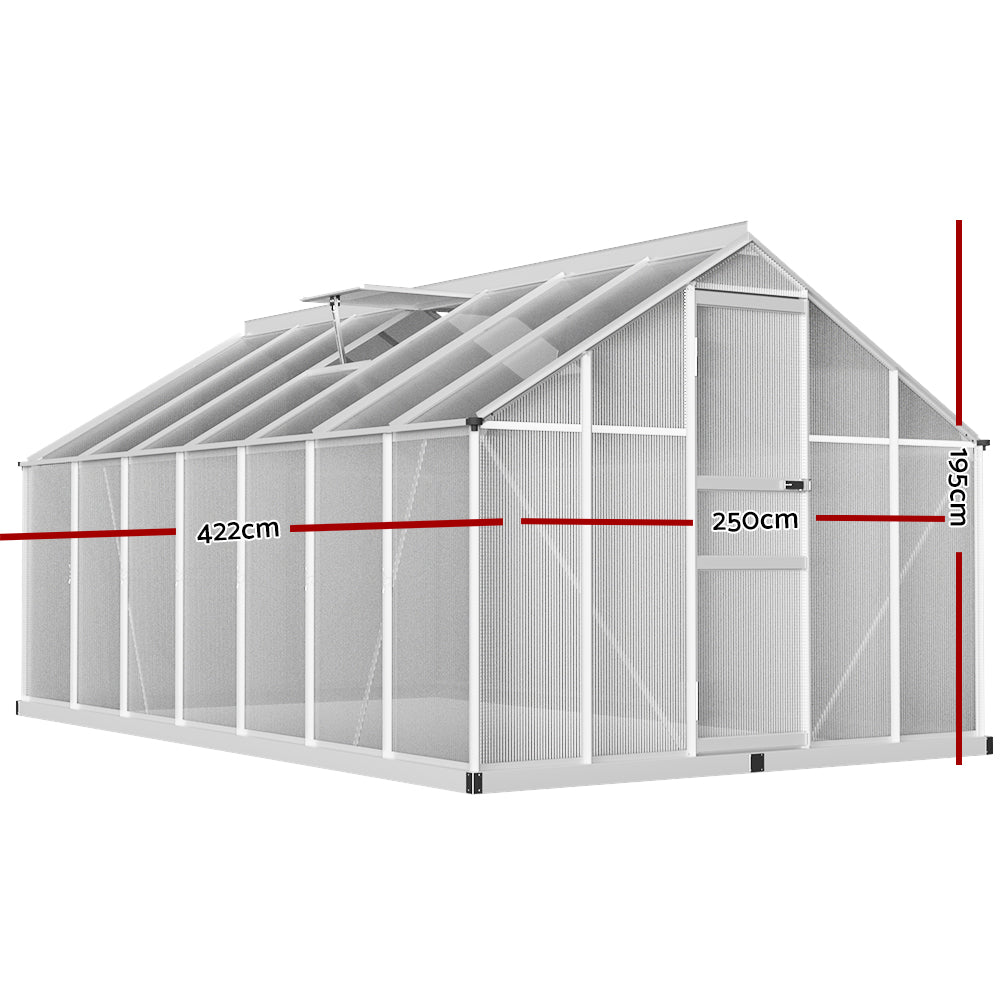 Greenfingers Greenhouse 4.2x2.5x1.95M Aluminium Polycarbonate Green House Garden Shed-ACT