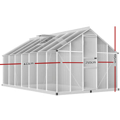 Greenfingers Greenhouse 4.2x2.5x1.95M Aluminium Polycarbonate Green House Garden Shed-WA_Rural