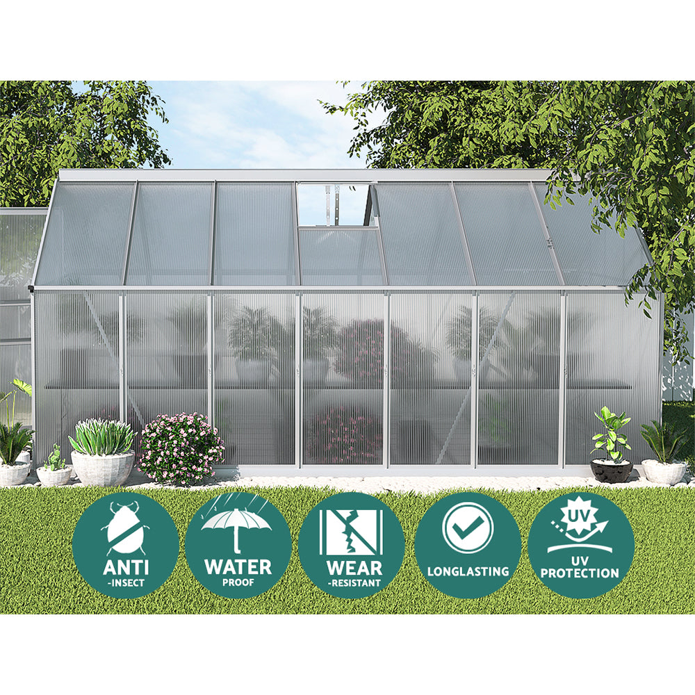 Greenfingers Greenhouse 4.2x2.5x1.95M Aluminium Polycarbonate Green House Garden Shed-WA_Rural