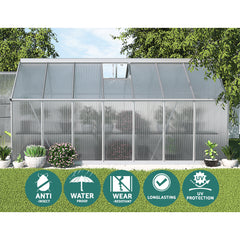 Greenfingers Greenhouse 4.2x2.5x1.95M Aluminium Polycarbonate Green House Garden Shed-REMOTE