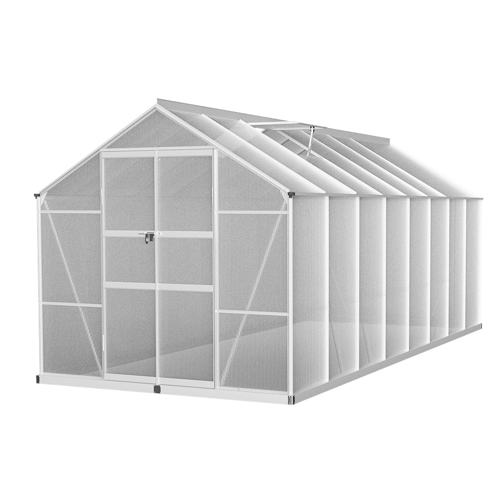 Greenfingers Greenhouse 4.7x2.5x2.26M Double Doors Aluminium Green House Garden Shed-SA_Rural