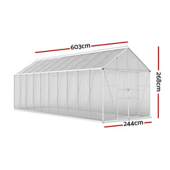 Greenfingers Greenhouse 6.03x2.44x2.68M Double Doors Aluminium Green House Garden Shed-QLD_Rural