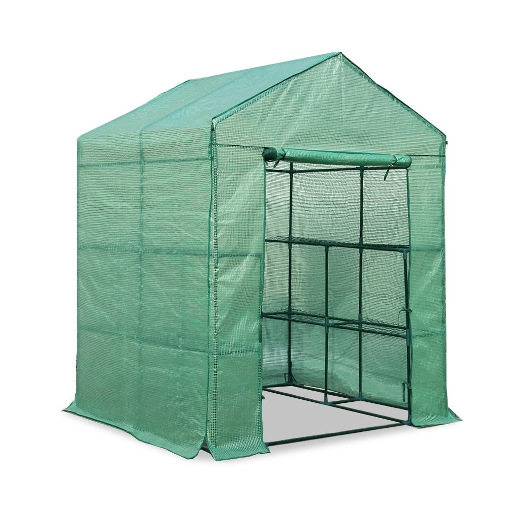 Greenfingers Greenhouse 1.4x1.55x2M Walk in Green House Tunnel Plant Garden Shed 8 Shelves-ACT