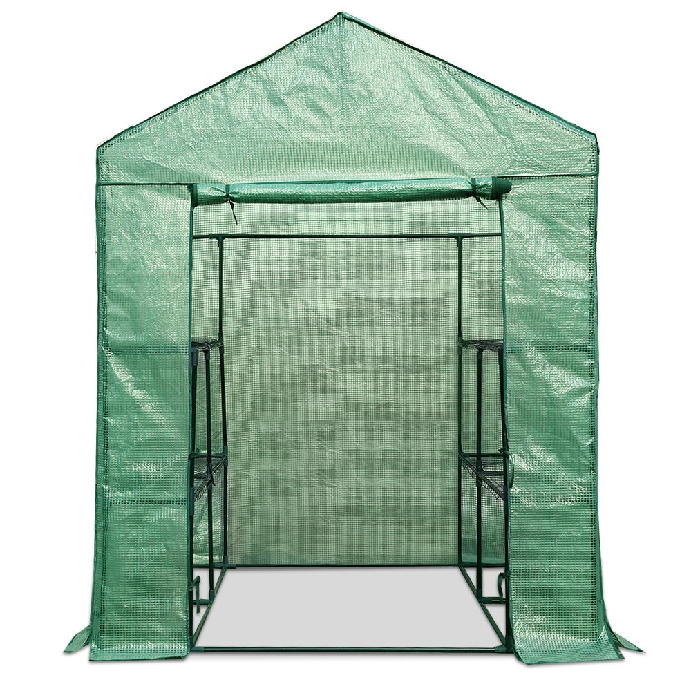 Greenfingers Greenhouse 1.4x1.55x2M Walk in Green House Tunnel Plant Garden Shed 8 Shelves-TAS_Metro