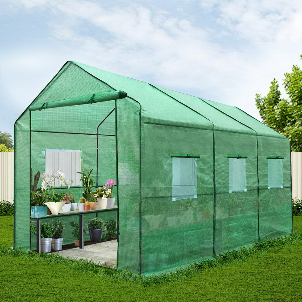 Greenfingers Greenhouse 3.5x2x2M Walk in Green House Tunnel Plant Garden Shed-REMOTE