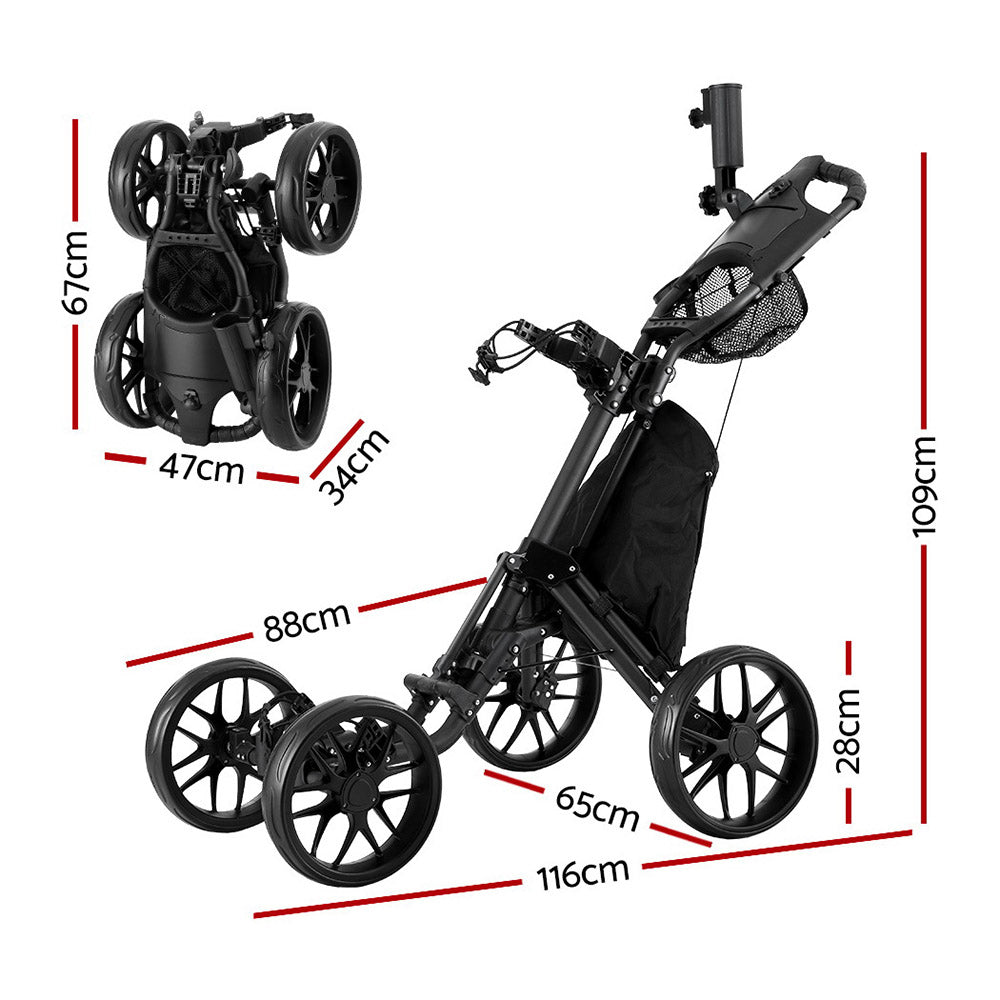 Everfit Golf Buggy Foldable Trolley Golf Cart Wheels Umbrella Bottle Holder-ACT