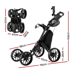 Everfit Golf Buggy Foldable Trolley Golf Cart Wheels Umbrella Bottle Holder-NT_Metro