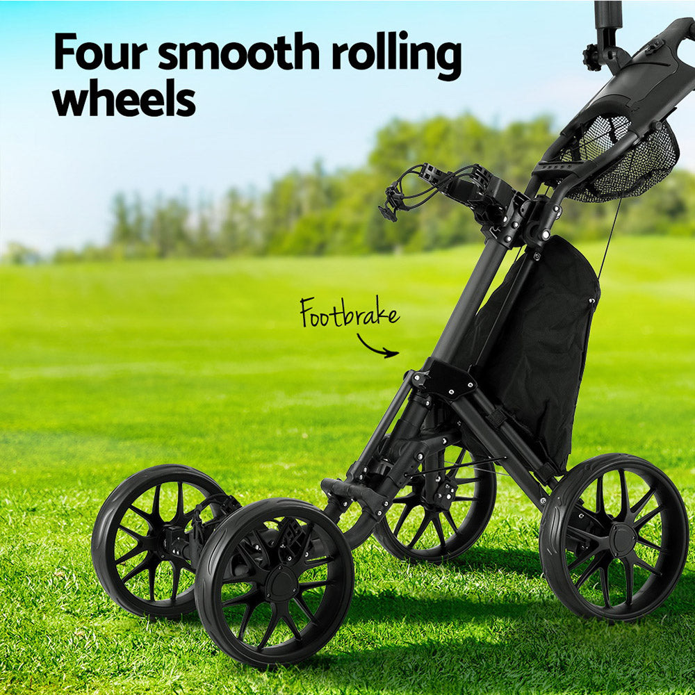 Everfit Golf Buggy Foldable Trolley Golf Cart Wheels Umbrella Bottle Holder-ACT