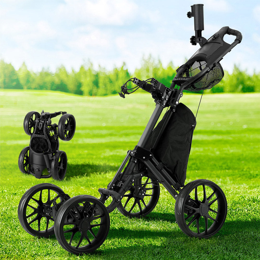 Everfit Golf Buggy Foldable Trolley Golf Cart Wheels Umbrella Bottle Holder-NT_Rural