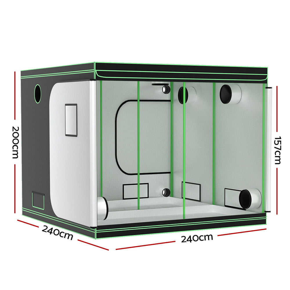 Greenfingers Grow Tent Kits 240x240x200cm Hydroponics Indoor Grow System Black-ACT