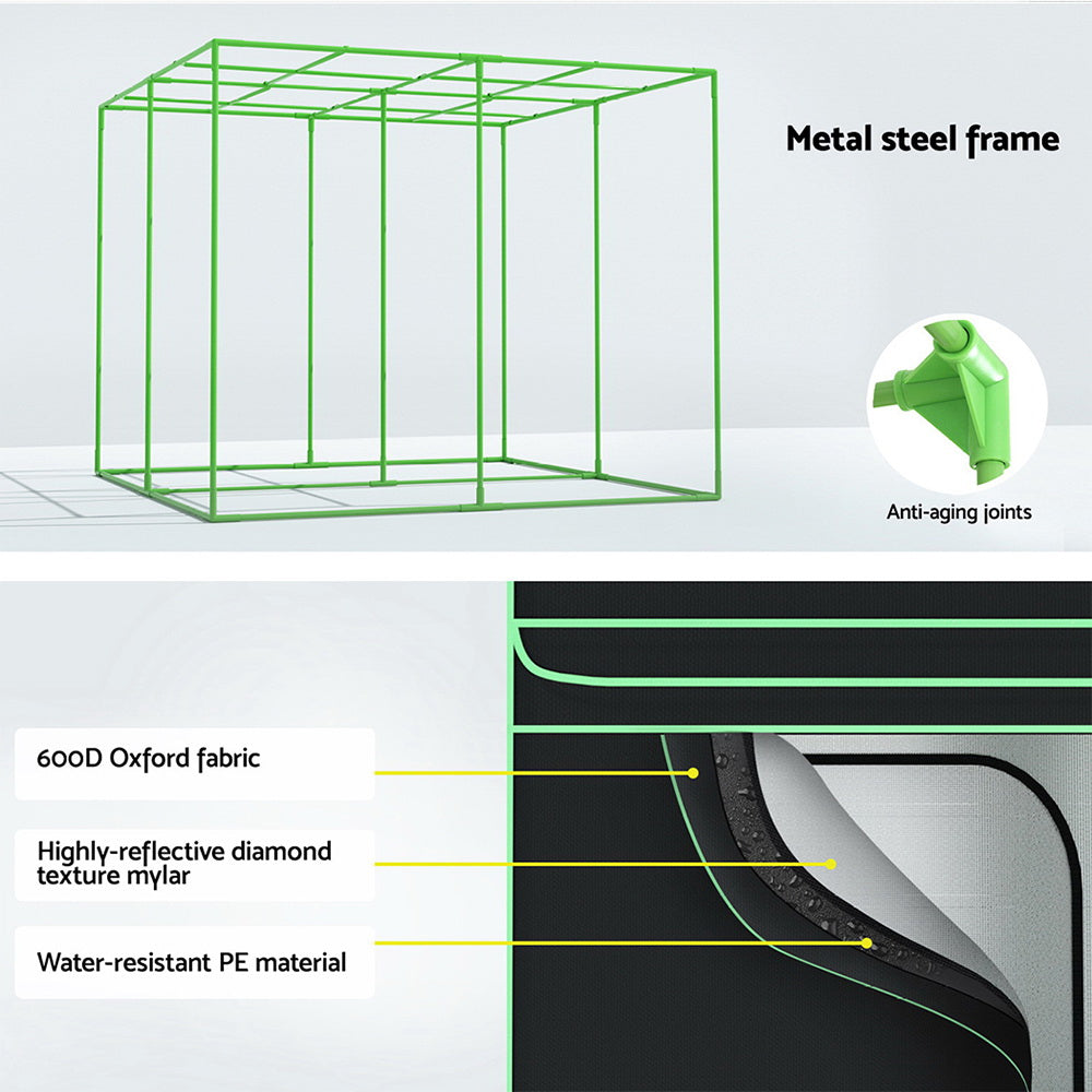 Greenfingers Grow Tent Kits 240x240x200cm Hydroponics Indoor Grow System Black-ACT