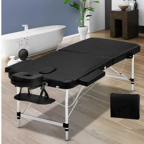 Zenses Massage Table 55cm Portable 2 Fold Aluminium Beauty Bed Black-SA_Rural