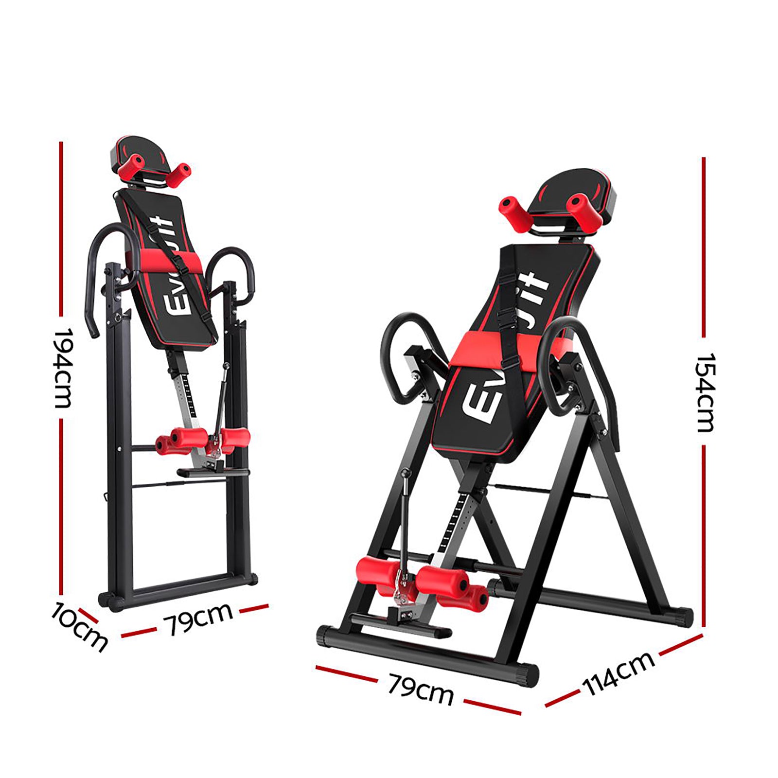 Everfit Inversion Table Gravity Exercise Inverter Back Stretcher Home Gym Black-WA_Rural