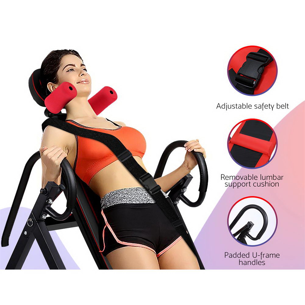 Everfit Inversion Table Gravity Exercise Inverter Back Stretcher Home Gym Black-VIC_Rural