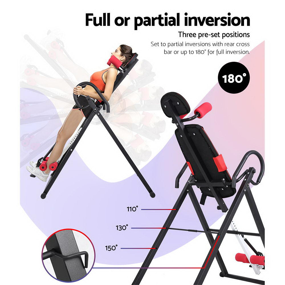 Everfit Inversion Table Gravity Exercise Inverter Back Stretcher Home Gym Black-ACT