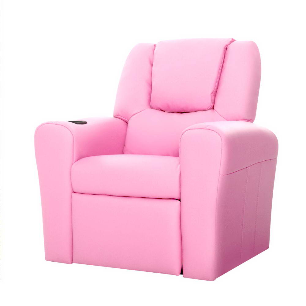 Keezi Kids Recliner Chair PU Leather Sofa Lounge Couch Children Armchair Pink-VIC_Metro