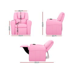 Keezi Kids Recliner Chair PU Leather Sofa Lounge Couch Children Armchair Pink-ACT