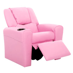 Keezi Kids Recliner Chair PU Leather Sofa Lounge Couch Children Armchair Pink-NT_Metro