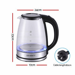 Devanti 1.7L Glass Electric Kettle