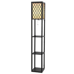 Artiss Floor Lamp 3 Tier Shelf Storage LED Light Stand Home Room Pattern Black