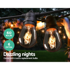 56m LED Festoon String Lights Outdoor Christmas Wedding Waterproof Garden Decor-VIC_Rural