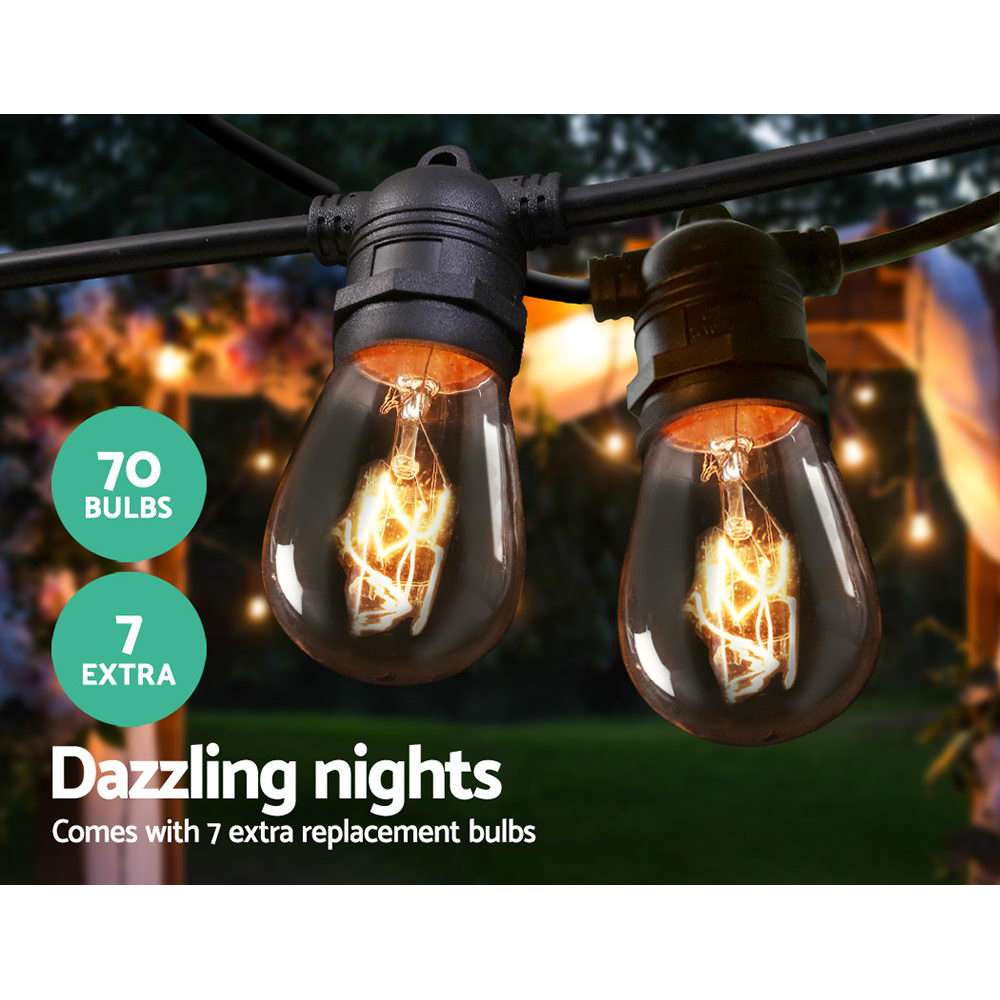 65m LED Festoon String Lights Outdoor Christmas Wedding Waterproof Garden Decor-WA_Metro